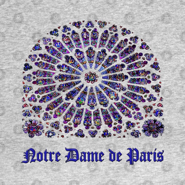 Notre Dame de Paris Cathedral.  Stained Glass Rose Window by fiercewoman101